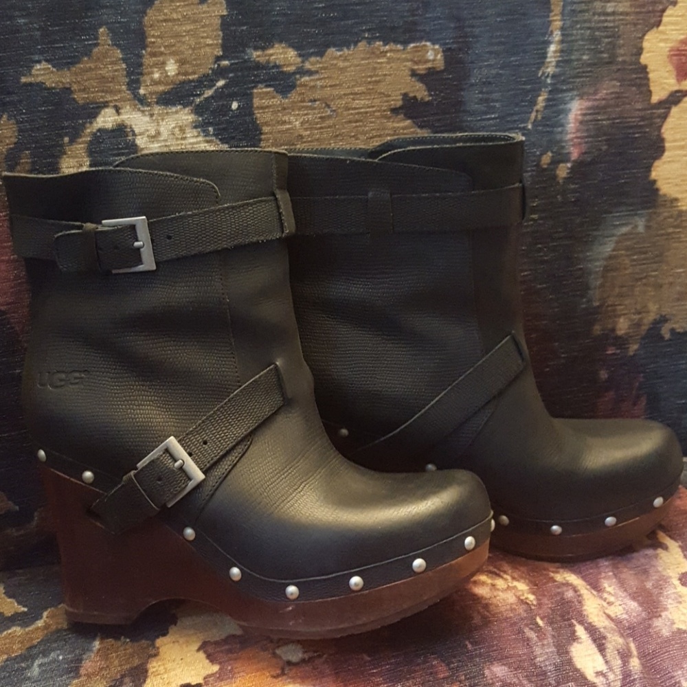 UGG platform clog heeled boots.